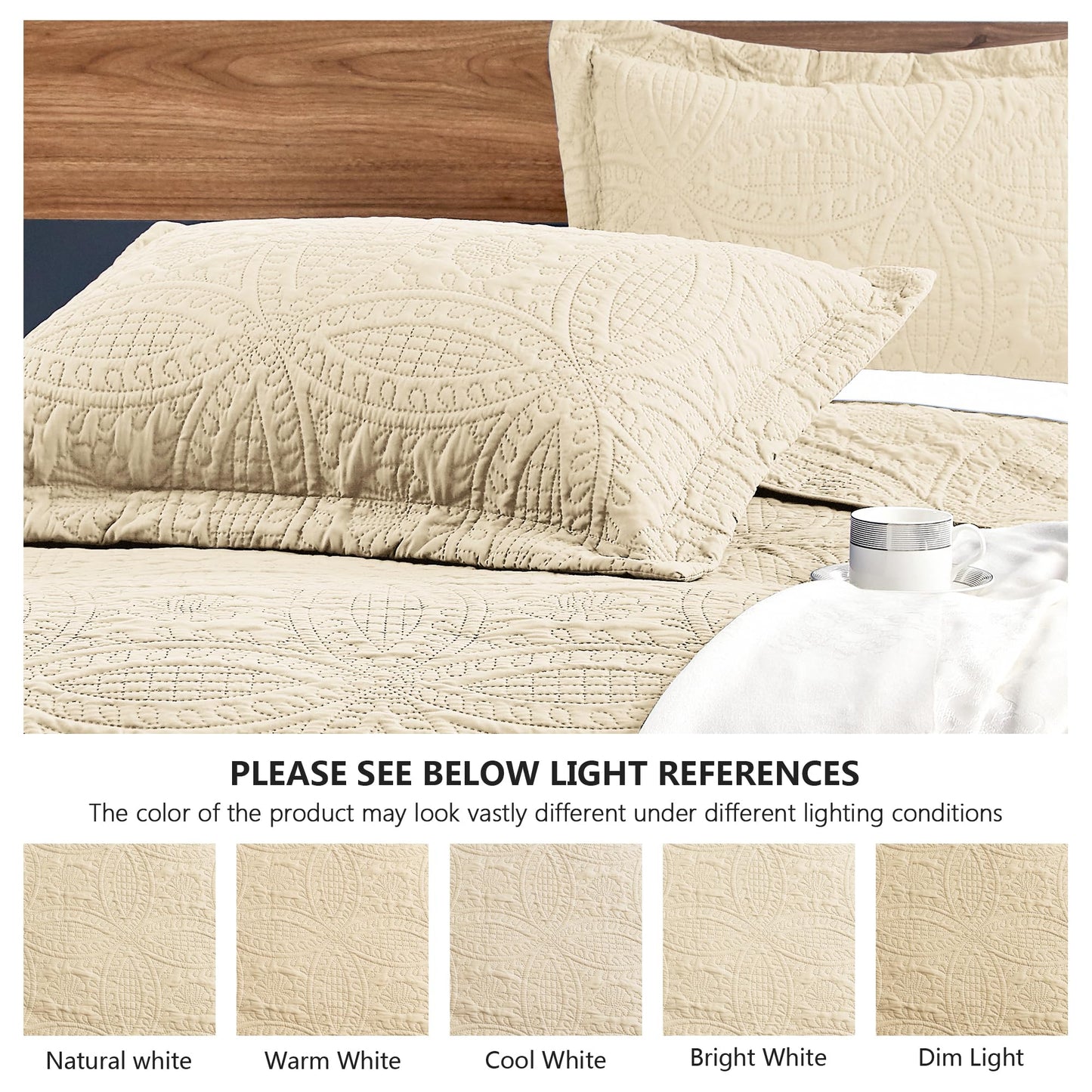 Love's cabin Quilts for Queen Bed Camel Bedspreads - Soft Bed Fall Lightweight Bedspread Comforter - Modern Style Coin Pattern Coverlet for All Season - 3 Pieces (1 Quilt, 2 Pillow Shams)