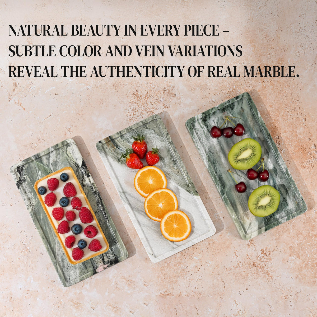 Green Marble Tray – 12" x 6.5" Decorative Vanity Tray for Bathroom, Countertop, Jewelry, Candles, Kitchen | Natural Stone Organizer for Makeup, Perfume, Skincare & Home Décor