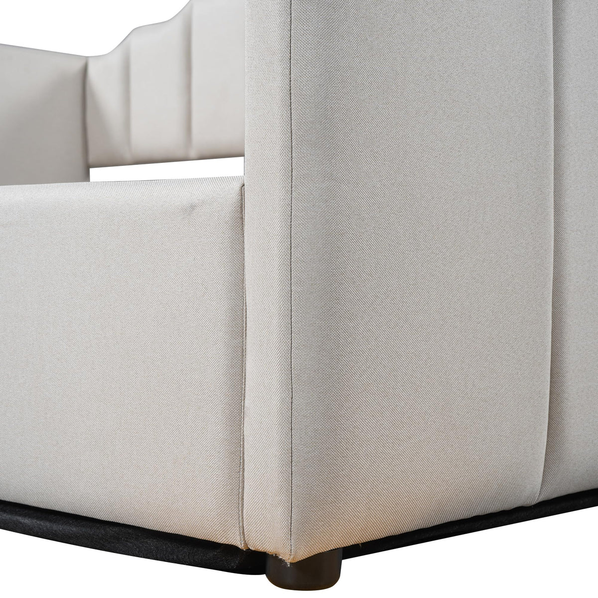 Merax Full Size Upholstered Daybed, Sofa Bed Frame with Underneath Storage, Space-Saving Corner Day Bed for Living Room Bedroom & Guest Room, No Box Spring Needed, Beige