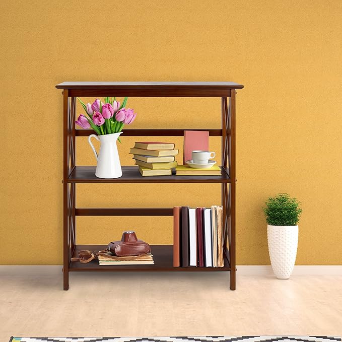 Montego 3-Shelf Bookcase-Walnut