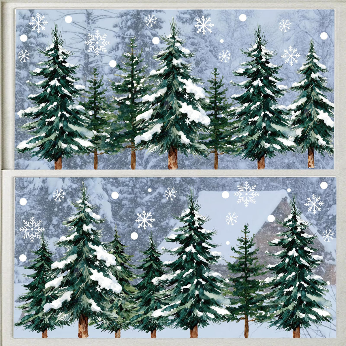 124 PCS Large Christmas Clings for Windows Trees Snowflake Window Clings Christmas Decorations