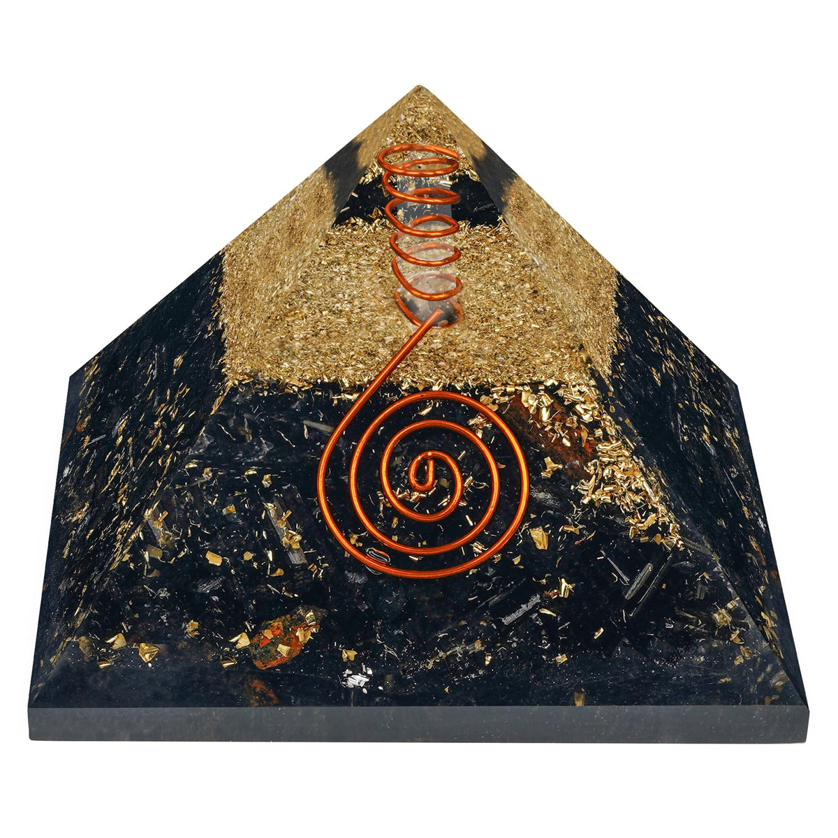 Chakra Healing Crystal Pyramid, Unique Birthday Gifts for Womens, Mom, Love One, Black Tourmaline Orgonite Orgone Pyramid for Meditation, Balance, Positive Energy, Success, Office Desk Decor