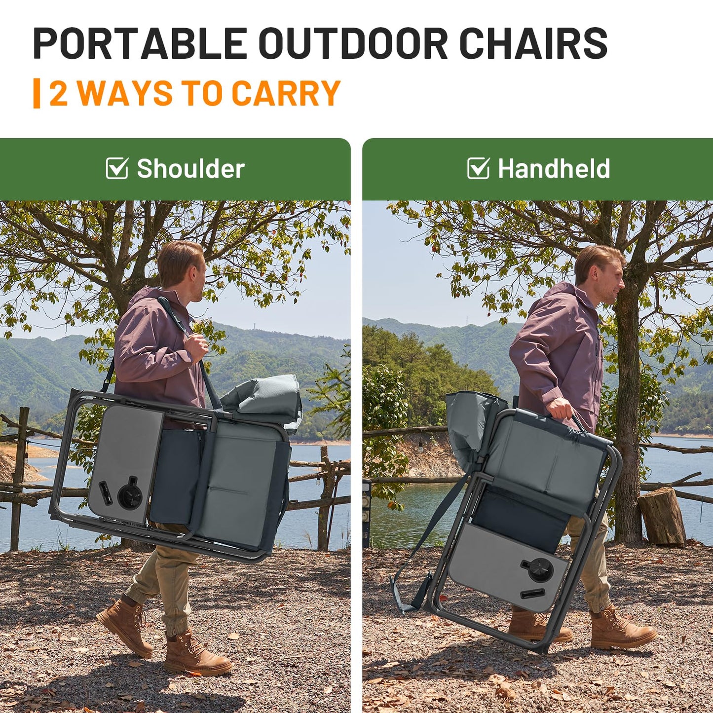 Timber Ridge XXL Director’s Chair – Heavy Duty Folding Camping Chair for Adults, 500lb Capacity, Extra Wide Padded Seat for Camping, Sports, Lawn, Courtyard, and Outdoor Use, Grey