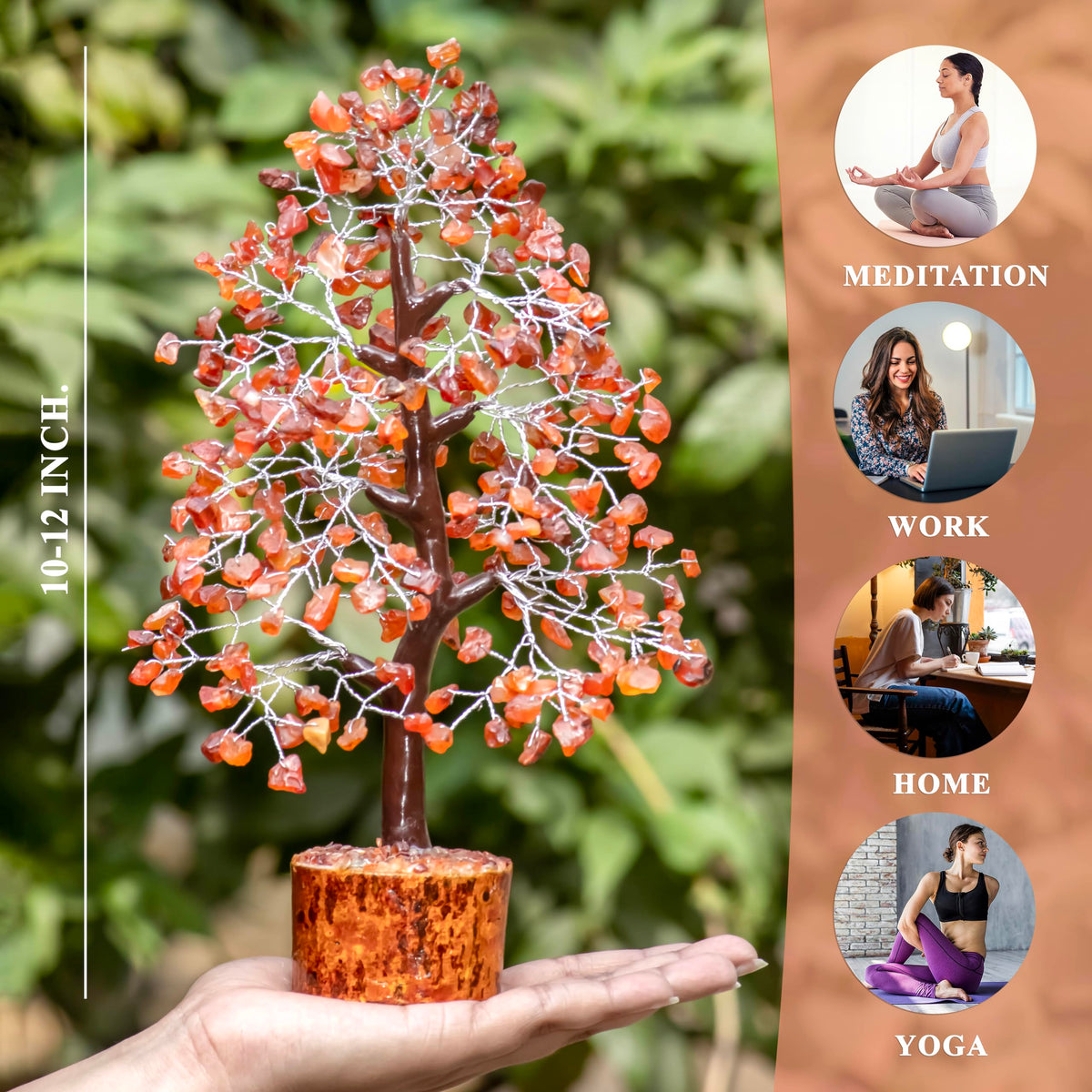 Carnelian Crystal Tree of Life Money Bonsai Natural Gemstone Feng Shui Tree for Luck, Prosperity Healing Crystal Chakra Tree for Home Office Decor Spiritual Gift, Birthday Gifts for Women, Mom Sister