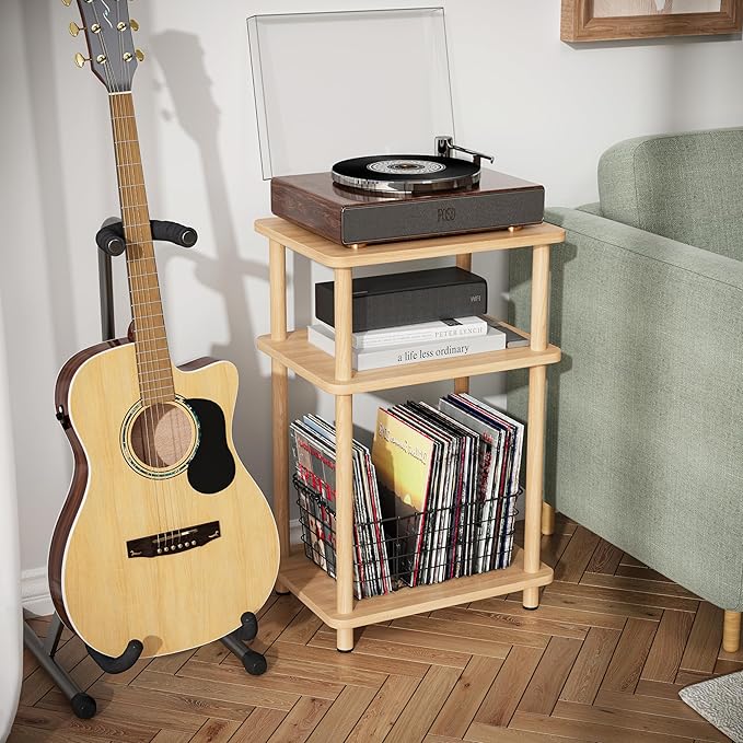 Apicizon 3 Tier End Table, Record Player Stand