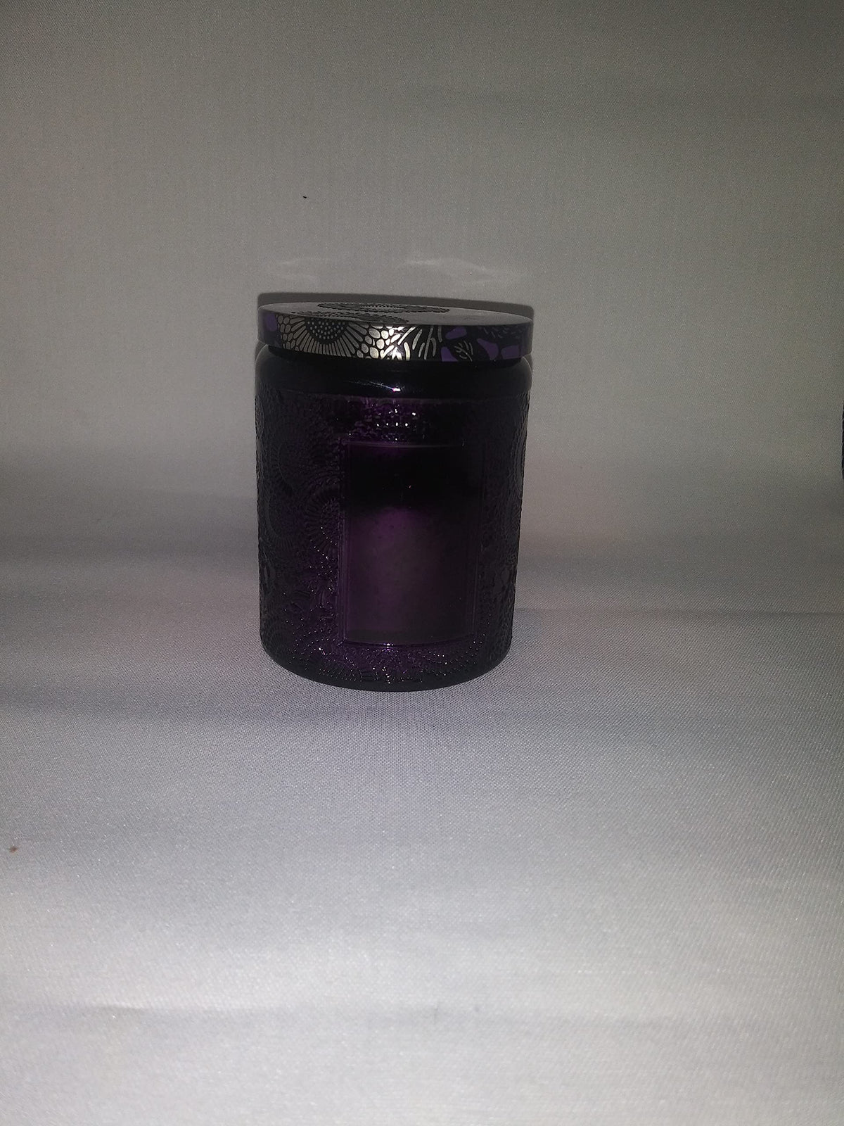 8.8oz Embossed Blinking Glass Candle with Mystery Crystal (Rose)