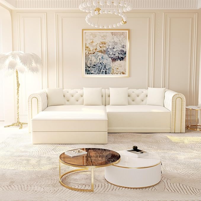 90.6'' Velvet Folding Floor Sofa Bed