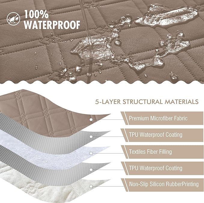 Genina Waterproof Couch Cover, Washable Anti-Slip 51 inch Loveseat Sofa Covers
