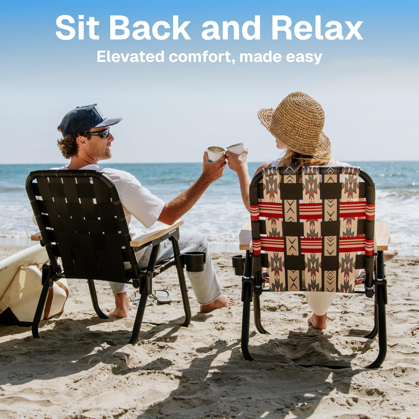 GoSports Outdoors WOVN Beach Backpack Chair - Premium Folding Camping Chair - 9 Styles Available - MESA