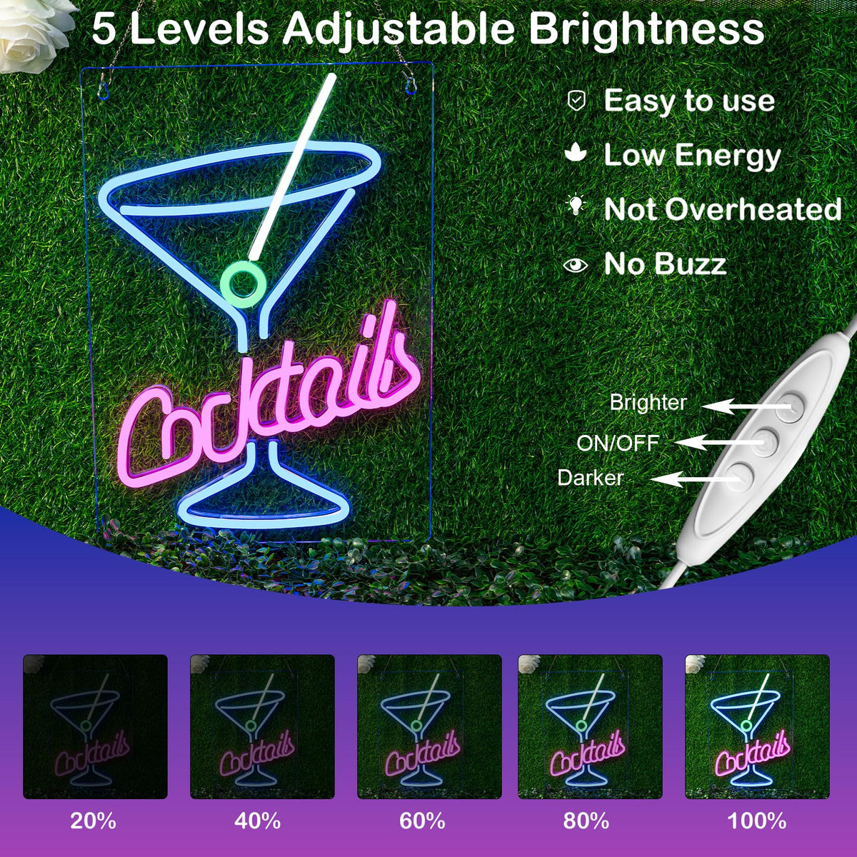 LUCUNSTAR Cocktails Neon Sign Drinks LED Signs Cocktail Glass Shaped Neon Lights LED Drinking Signs Martini Light Up Sign for Wall Decor Man Cave Blue Wine Glass Light for Bar Shop Night Club