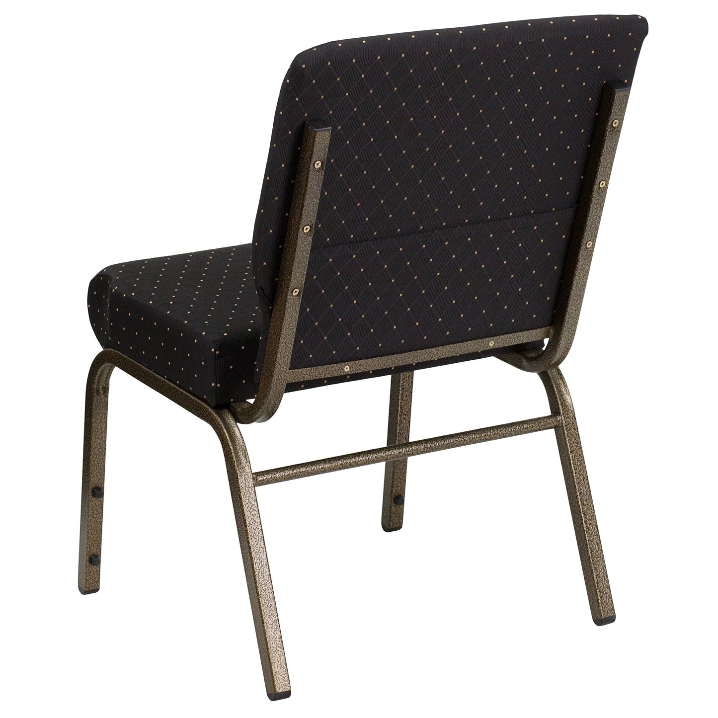 Flash Furniture 4 Pack HERCULES Series 21''W Stacking Church Chair in Black Dot Patterned Fabric - Gold Vein Frame