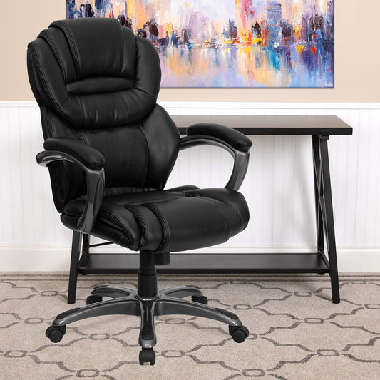 Flash Furniture Stella High Back Black LeatherSoft Executive Swivel Ergonomic Office Chair with Arms