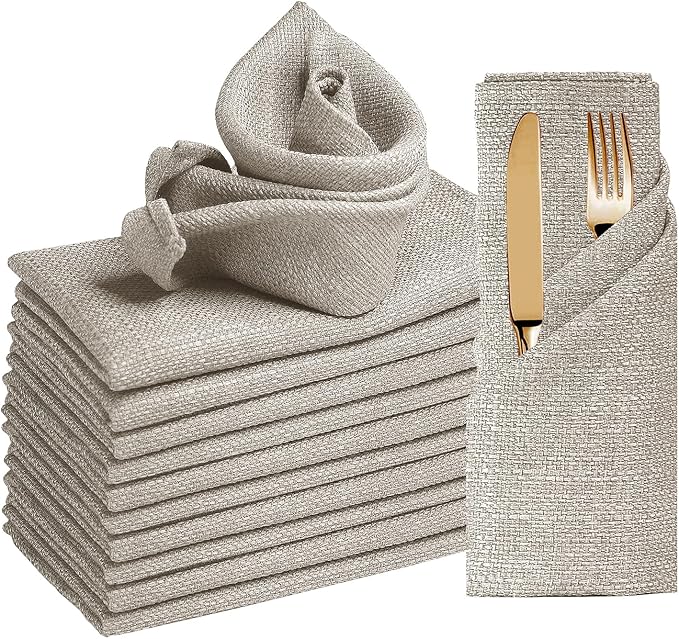 BALCONY & FALCON Cloth Napkins Set of 12 Washable Linen Napkins Absorbent