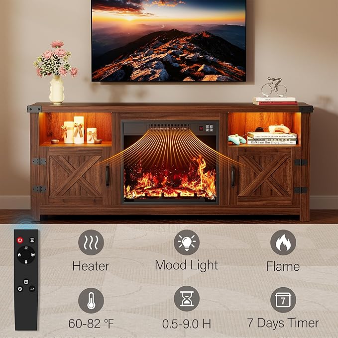 YESHOMY LED Fireplace TV Stand