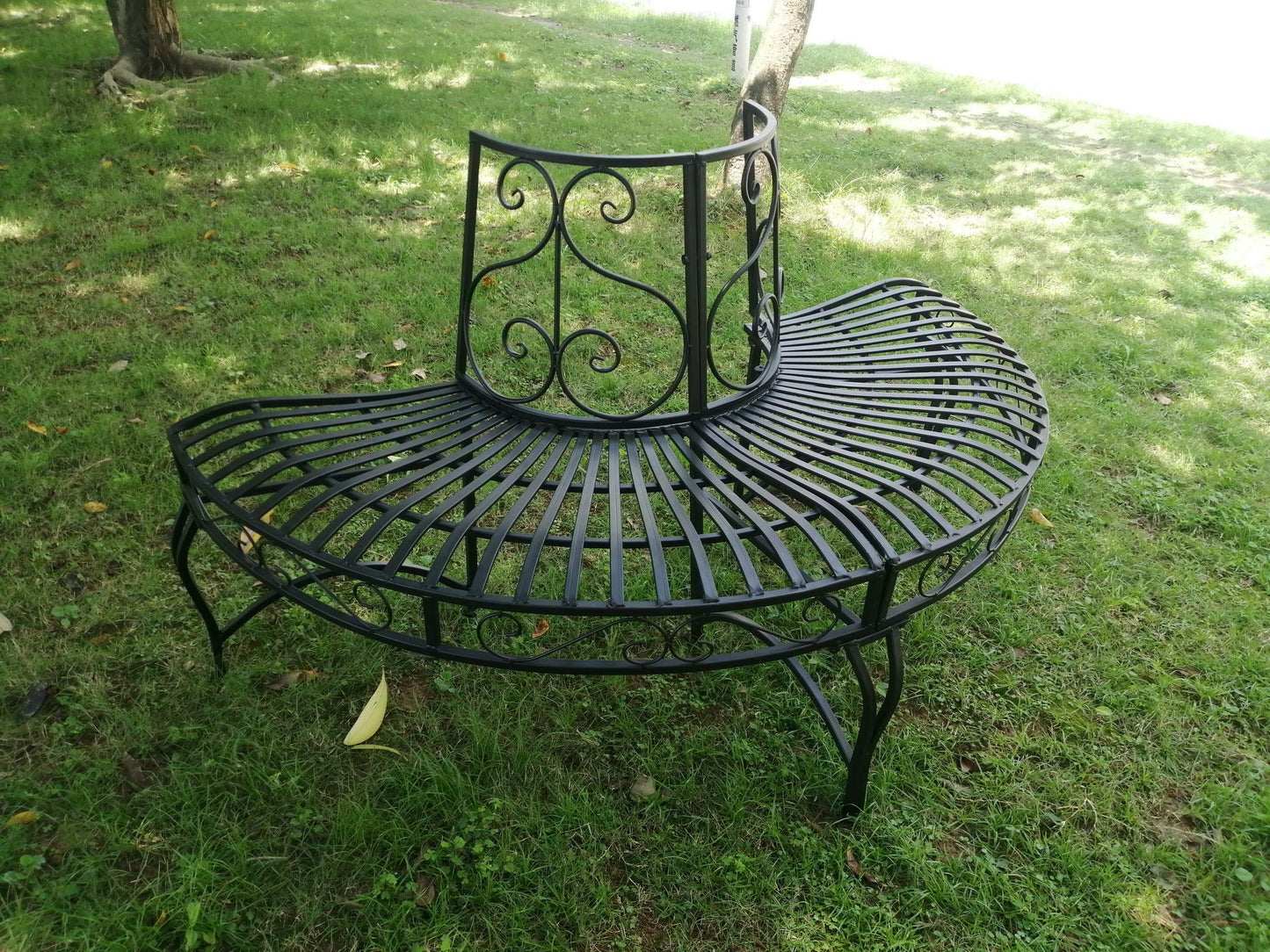 HI-LINE Black SEMI-Circle Tree-WRAP Bench