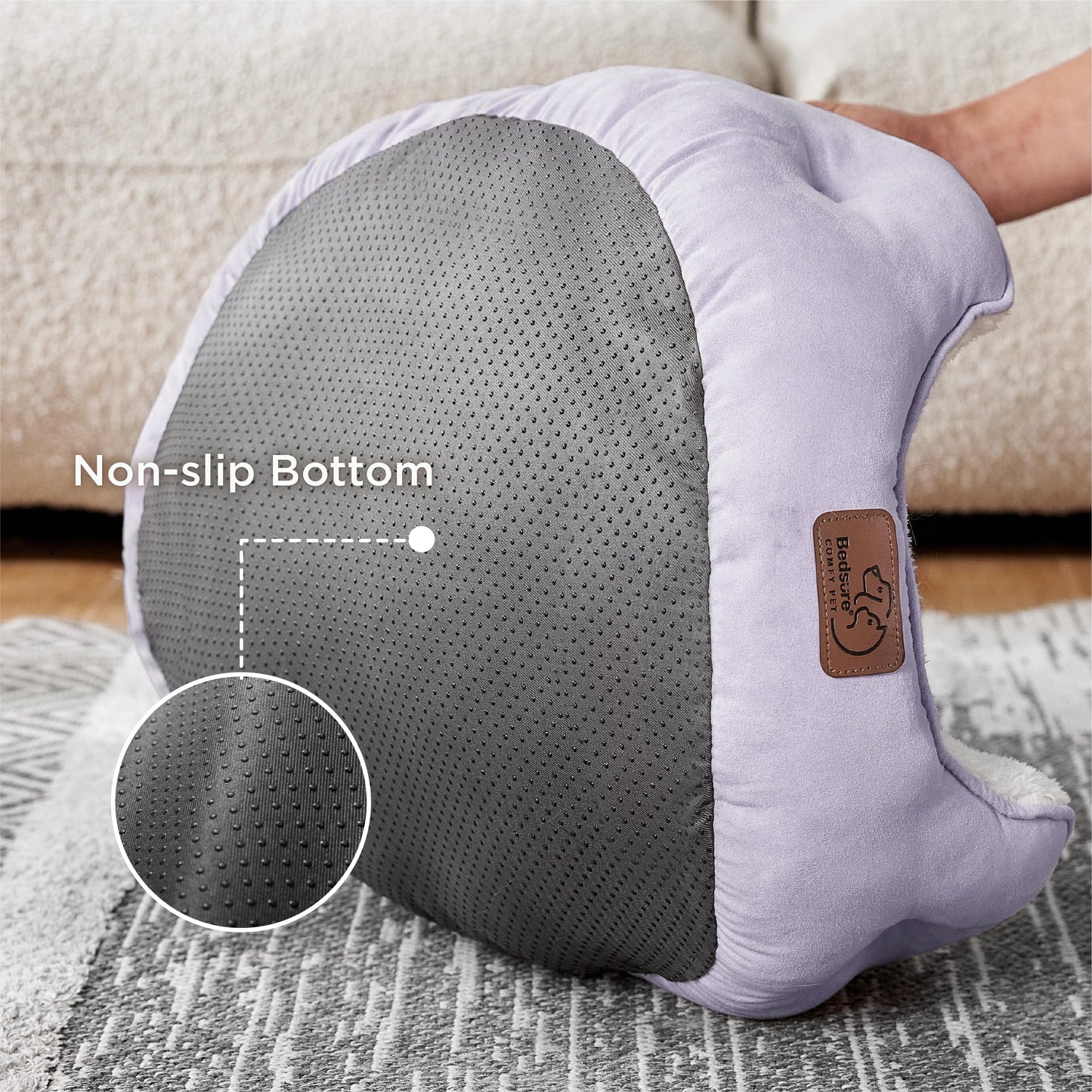 Bedsure Dog Beds for Small Dogs - Round Cat Beds for Indoor Cats, Washable Pet Bed for Puppy and Kitten with Slip-Resistant Bottom, 20 Inches, Misty Lilac