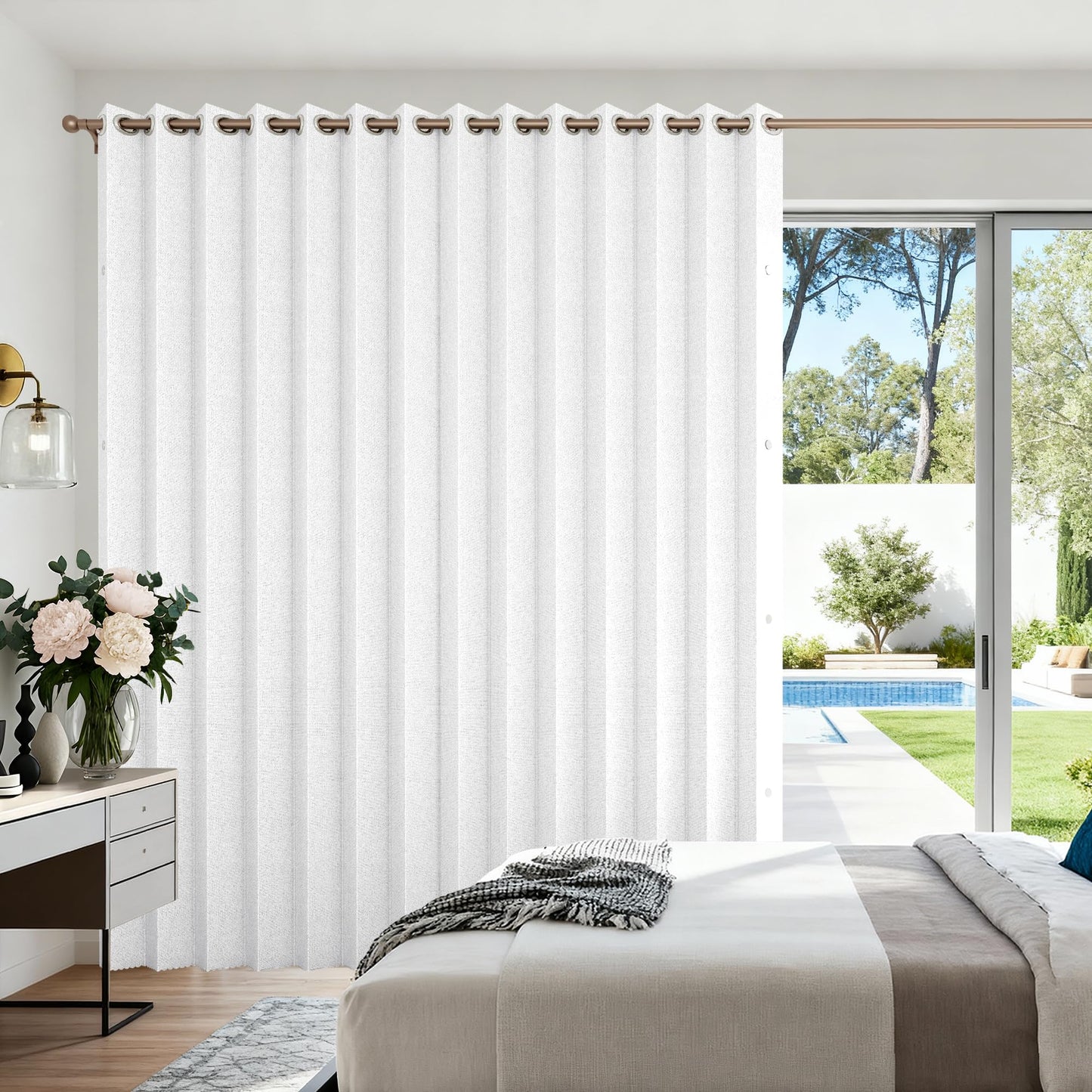 HMYI Fabric Vertical Shades & Blinds, 100% Blackout Door Shades, Window Shade, Vertical Shade for Sliding Doors, 1 Panel, W100 x L84, White