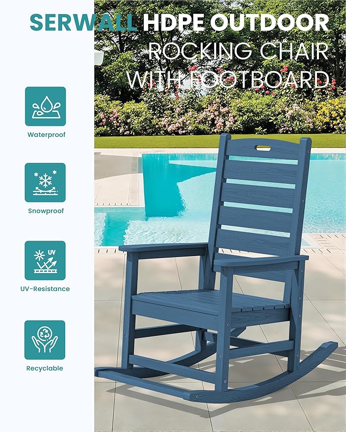 SERWALL Outdoor Rocking Chair Set of 2, Oversized Rocking Chair