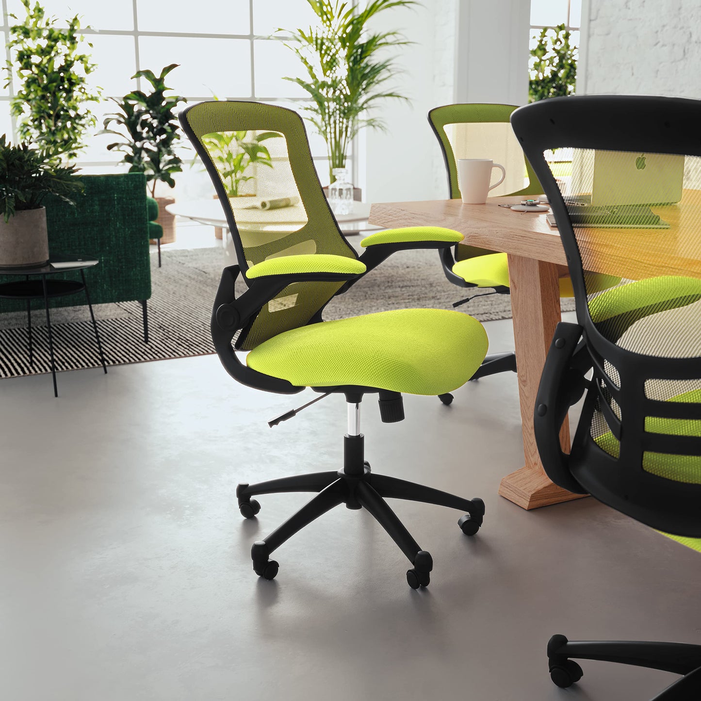 Flash Furniture Kelista Office Chair, Ergonomic, Mid-Back, Green Mesh with Swivel