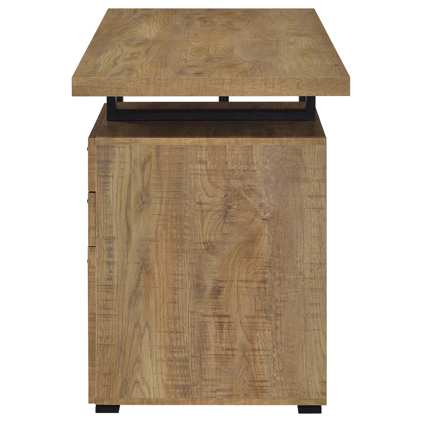 Coaster Home Furnishings - Brennan - Engineered Wood - 47-Inch 3-Drawer Computer Desk with File Cabinet and Open Metal Leg - Home Office - Mango and Black - 800787