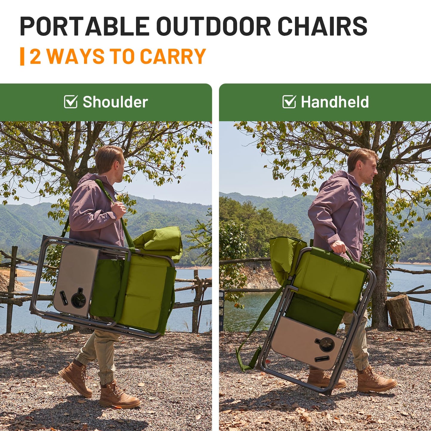 Timber Ridge XXL Director’s Chair – Heavy Duty Folding Camping Chair for Adults, 500lb Capacity, Extra Wide Padded Seat for Camping, Sports, Lawn, Courtyard, and Outdoor Use, Green