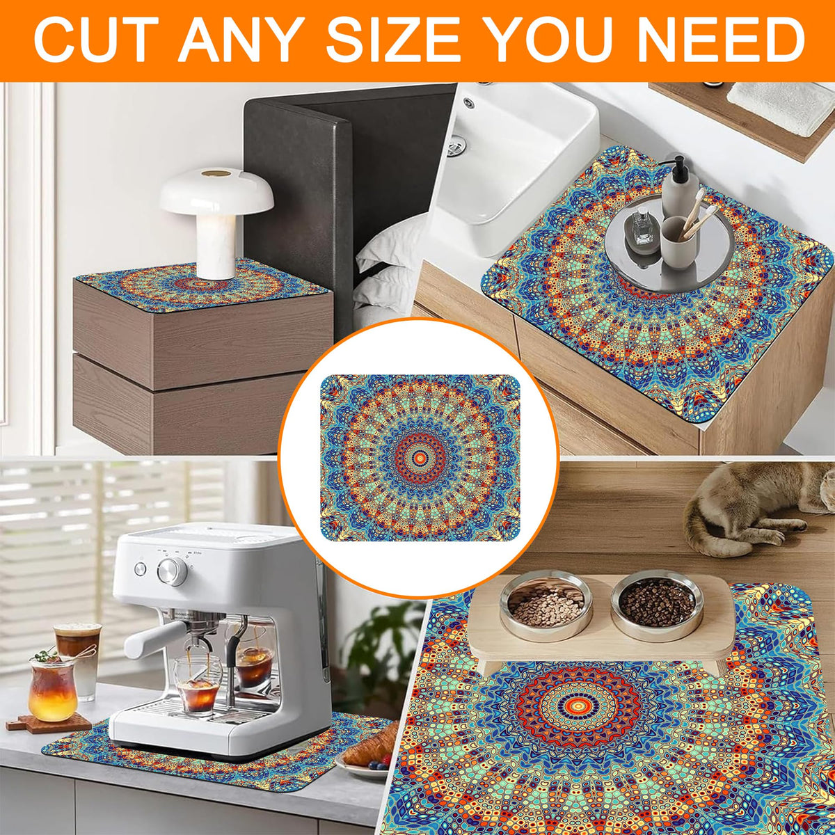 Boho Mandala Flowers Dryer Top Protector Mat,Dust-proof Washer and Dryer Covers For The Top,Non-slip Washing Machine Dust Cover Pad for Laundry Room Home Decor,23.6"x19.7"