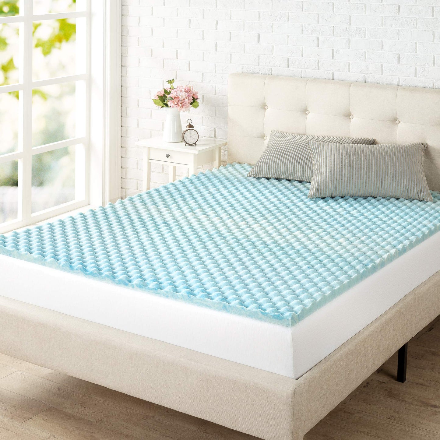 ZINUS 1.5/2/3/4-inch Swirl Gel Cooling Memory Foam Mattress Topper, Cooling Airflow Design, CertiPUR-US Certified (1.5 in, Twin)