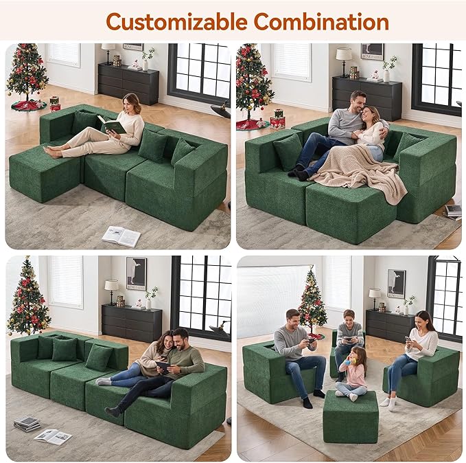 MONVANE 103'' Modular Sectional Sofa, Comfy Teddy Velvet Cloud Couch