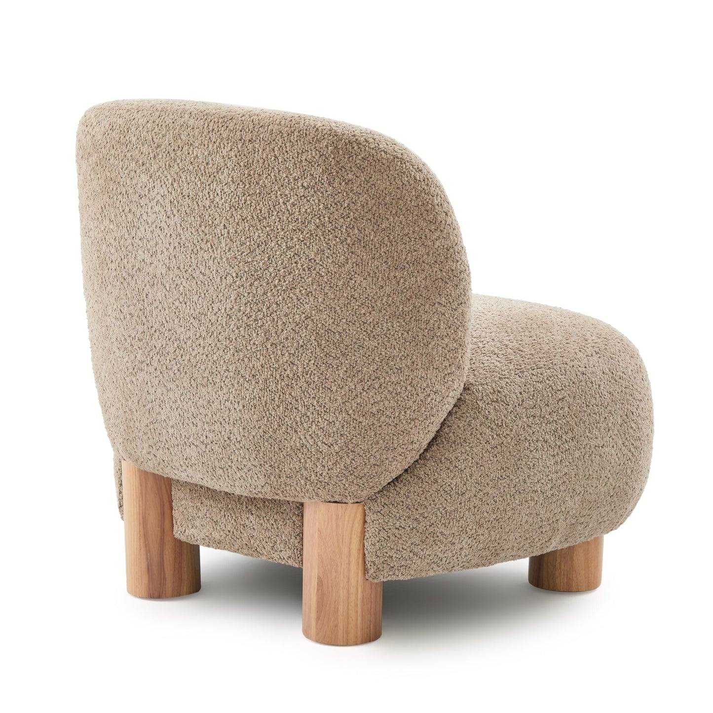GDFStudio Modern Low Profile Accent Chair for Living Room, Boucle Upholstered Armless Chair with Rubberwood Legs, Comfy Lounge Armchair, Plush Cloud-Like Seating for Bedroom, Light Brown