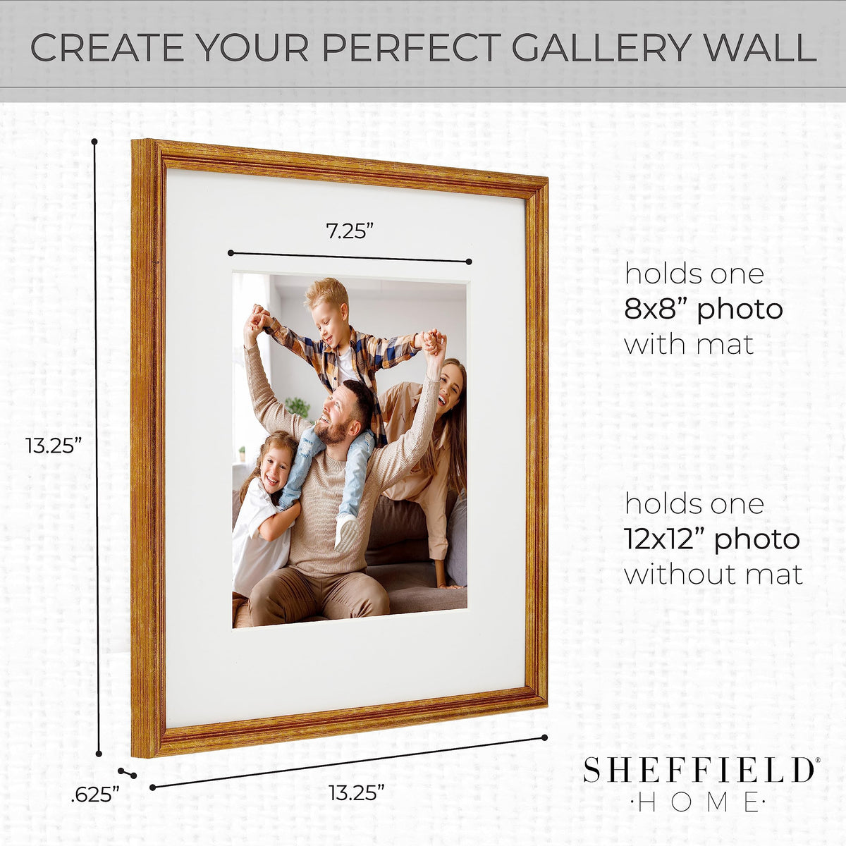 Sheffield Home 9 Piece Gallery Wall Frame Set, 12x12 Inch, Antique Bronze