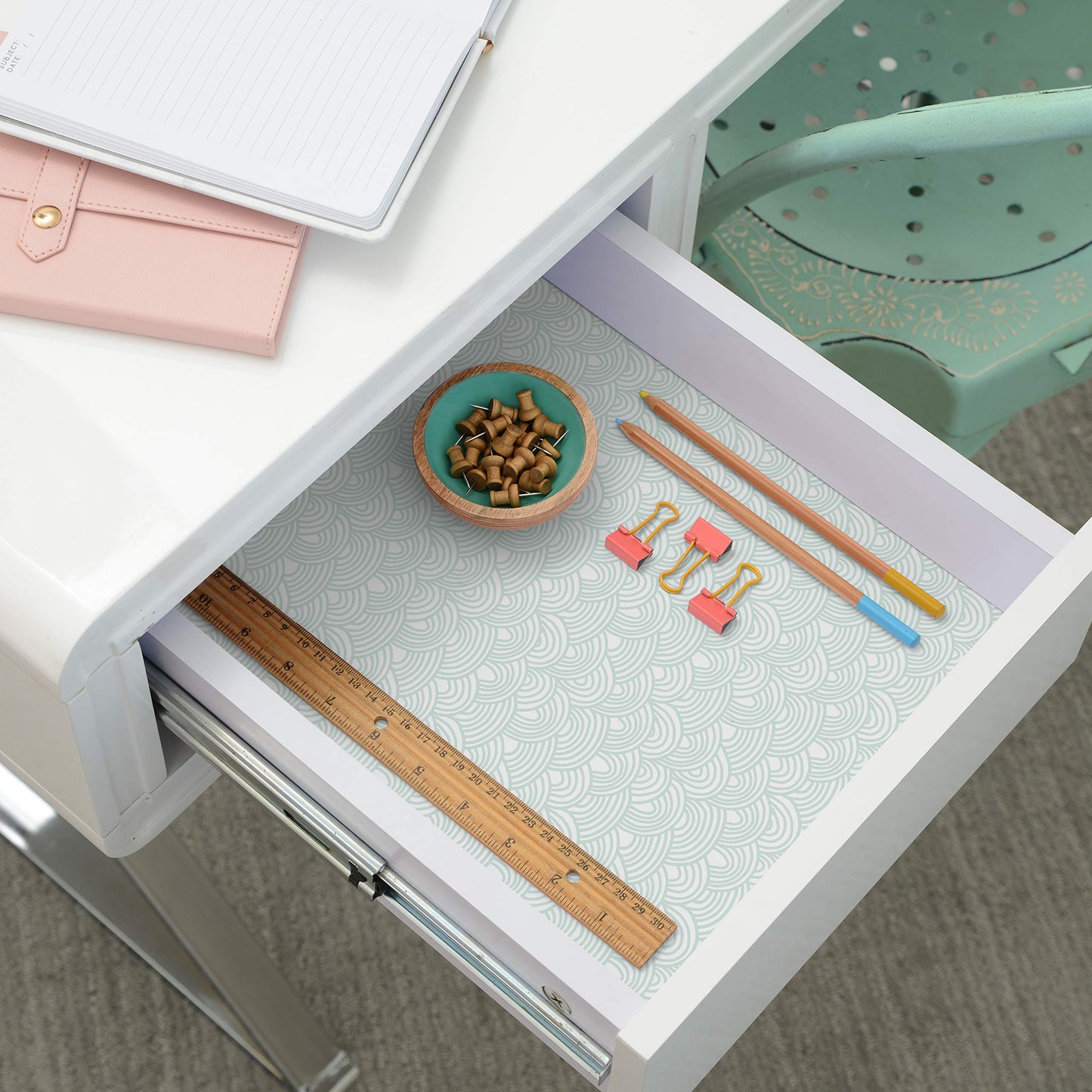 Con-Tact Brand Creative Covering Self-Adhesive Vinyl Drawer and Shelf Liner, 18'' x 9', Lagoon Mist
