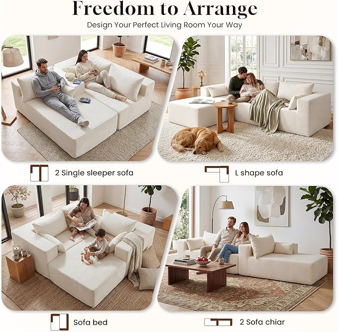 106" Cloud Sectional Boneless Couches