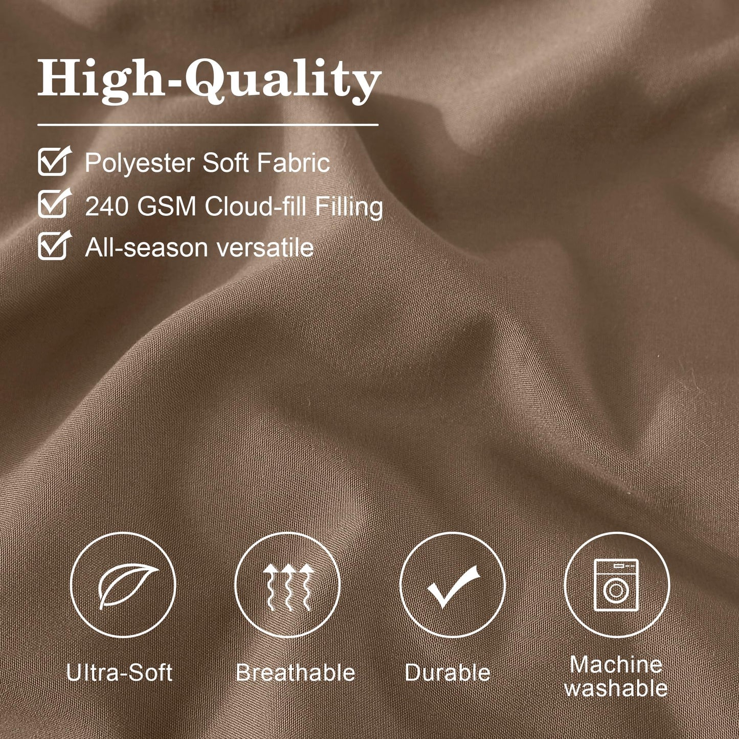 Monbix King Size Comforter Set - 7 Pieces Bed in a Bag King, Raw Umber King Bedding Sets with Comforter, All Seasons Comforter Bed Set with Sheets, Pillowcases & Shams