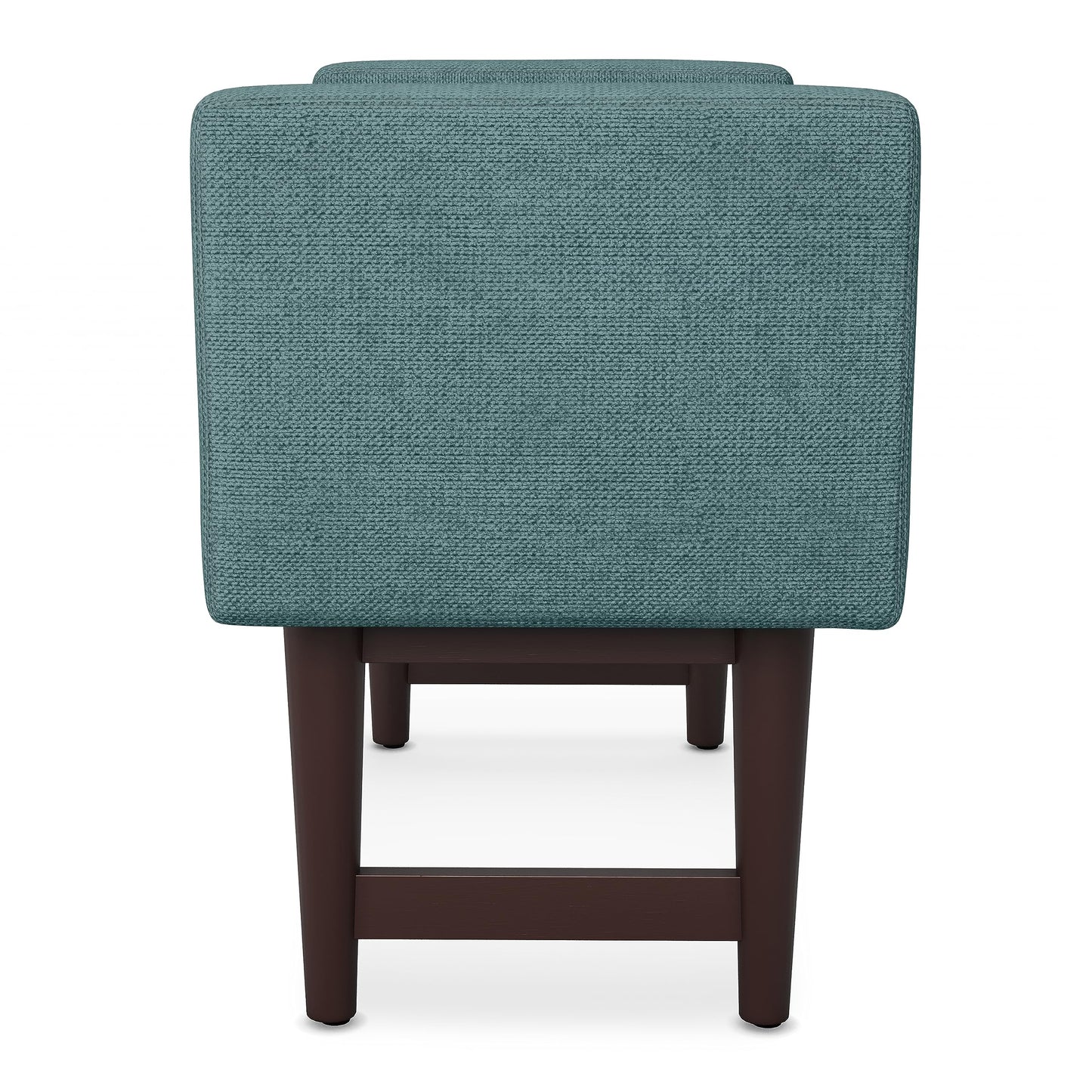 SIMPLIHOME Scott Small Ottoman Bench - 29 inch Wide Upholstered Linen Fabric Rectangle Ottoman in Smoky Teal, Contemporary Bench for Bedroom or Living Room with Raised Sides and Cushioned Seat