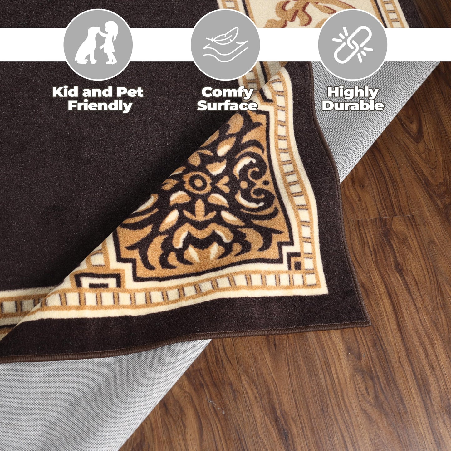 Superior Indoor Area Rug, Plush Carpet Cover, Traditional Oriental Medallion, Perfect for Hallway, Entryay, Living, Dining, Bedroom, Office, Kitchen, Medallion Collection, 10' x 14', Coffee