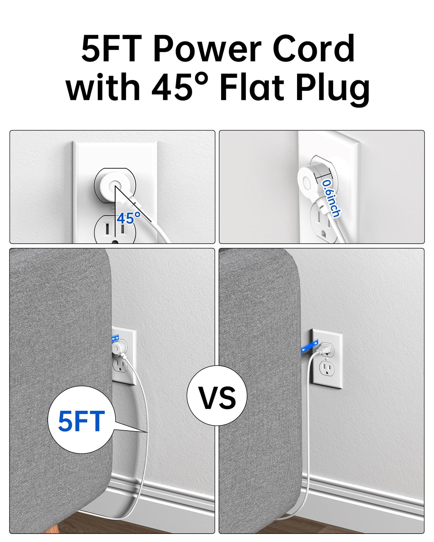 10-in-1 USB Charging Station with PD 20W Fast Charging, Surge Protector 6 USB Ports 4 AC Outlets 5ft Travel Power Strip with USB Ports Extension Cord for Home/Office/Travelling