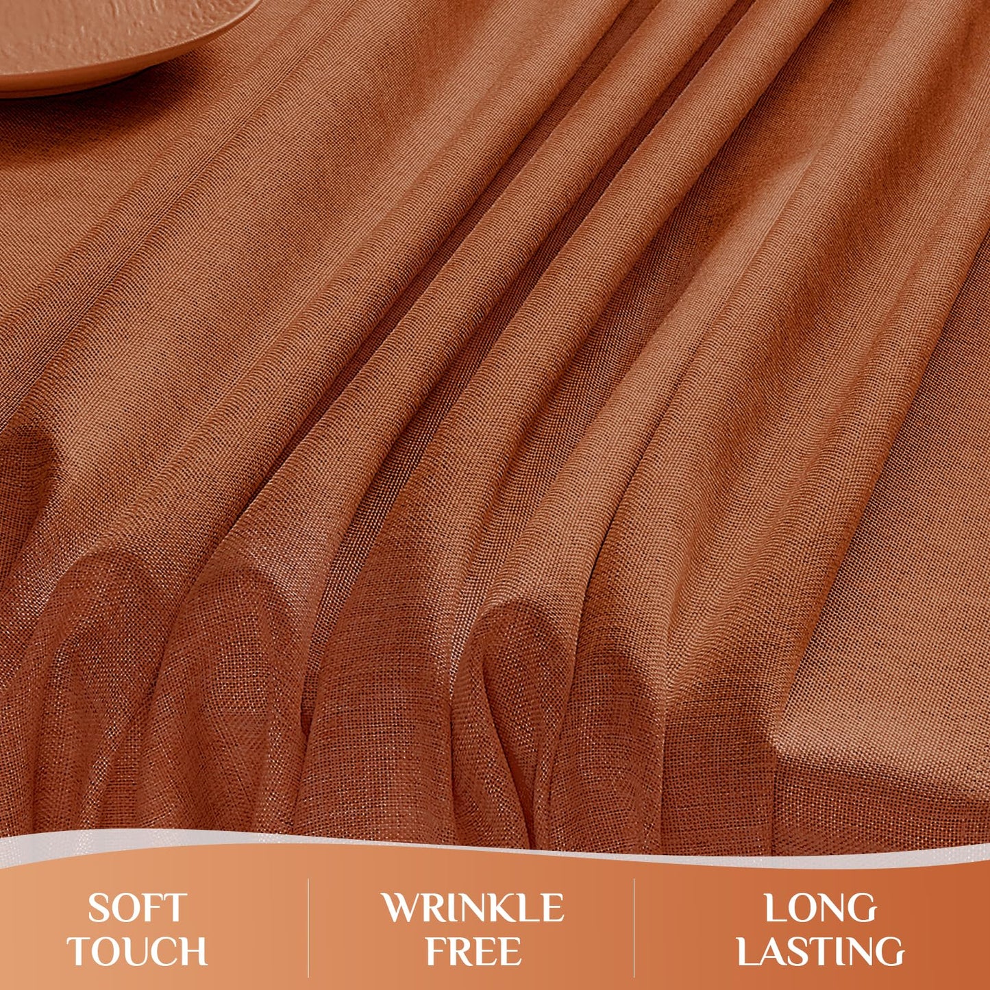 Softalker Fall Linen Textured Rectangle Tablecloth, Thanksgiving Waterproof Farmhouse Burlap Table Cloth, Stain Resistant Table Covers for Kitchen Dining Holiday Party (60 x 104, Burnt Orange)