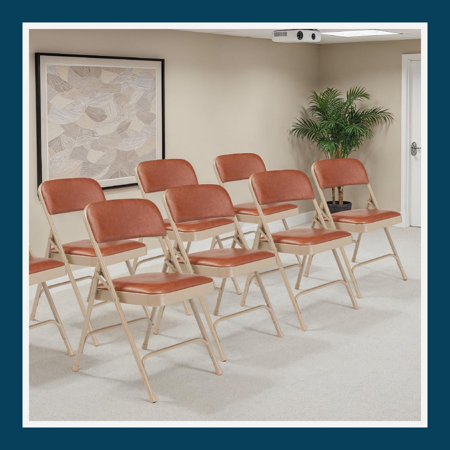 OEF Furnishings OEF1203 Commercial-Grade Vinyl Padded Folding Chair (Brown, 4-Pack)