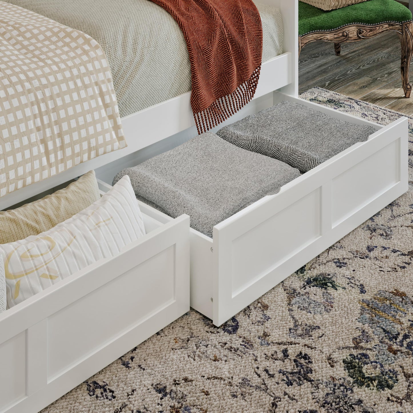 AFI, Acadia Twin Size Wood Daybed Frame with 2 Storage Drawers, White