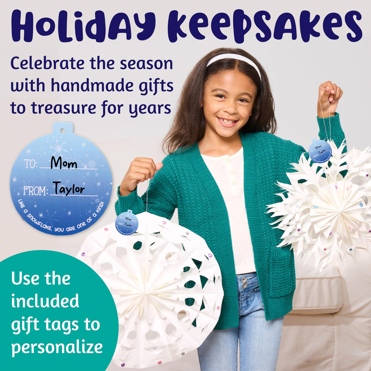 Creativity for Kids Make Your Own Snowflake Ornaments Kit | Fold & Decorate 8 Paper and Foil Snowflakes | DIY Christmas Ornament Craft for Kids to Inspire Creativity & Festive Fun (Ages 6+)