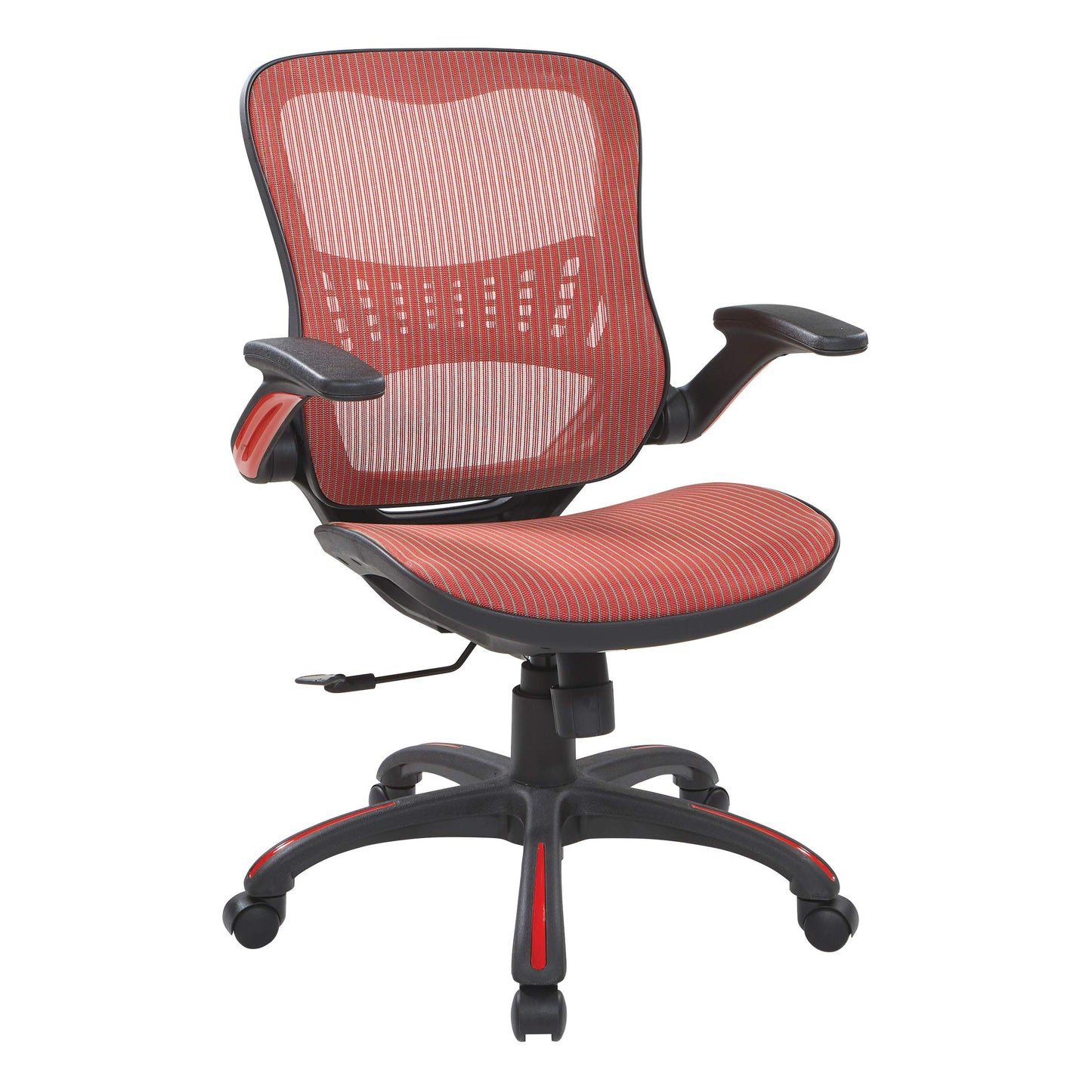 Office Star Riley Ventilated Manager's Office Desk Chair with Breathable Mesh Seat and Back, Black Base with Red