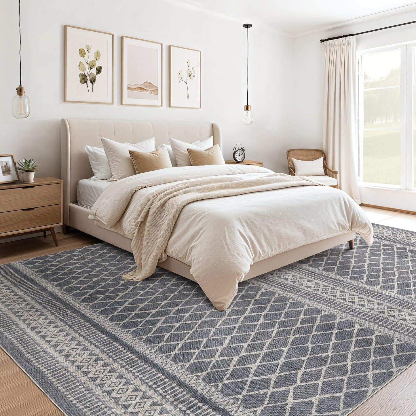 cotiled 5x7 Area Rugs Living Room Rug: Washable Boho Rugs with Non Slip Backing Large Soft Indoor Stain Resistant Carpet for Bedroom Farmhouse Dining Room Lightweight Home Decor Charcoal Grey