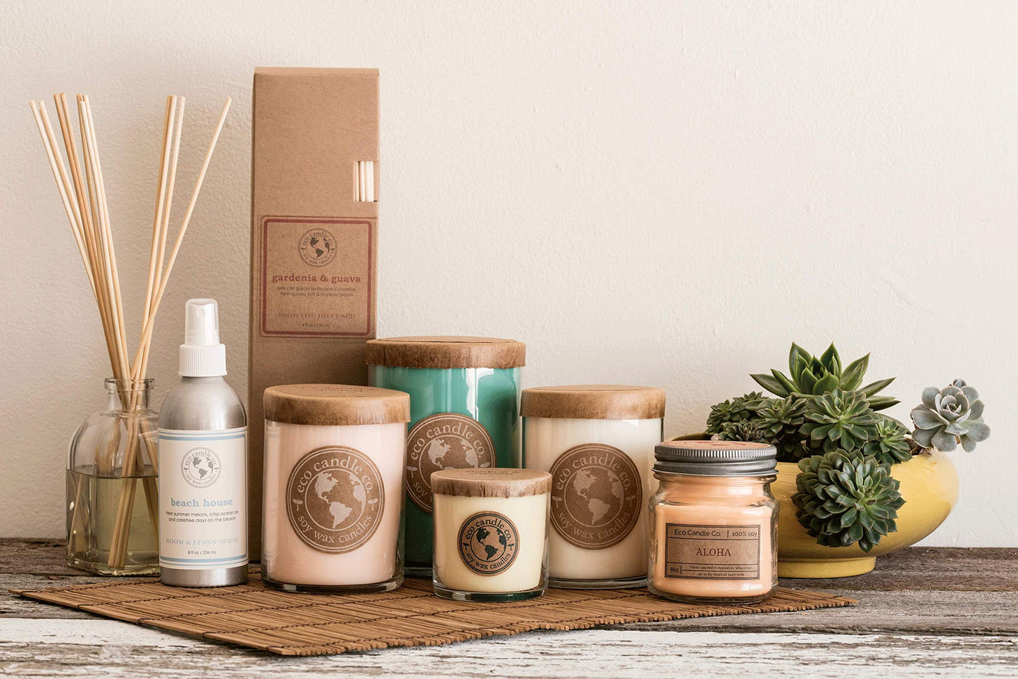ECO CANDLE CO. Recycled Candle, Ocean Waves, 26 oz. - Scents of Marine Air, Citrus, & Musk - 100% Soy Wax, No Lead, Kraft Paper Label & Lid, Hand Poured, Made from Midwest Grown Soybeans