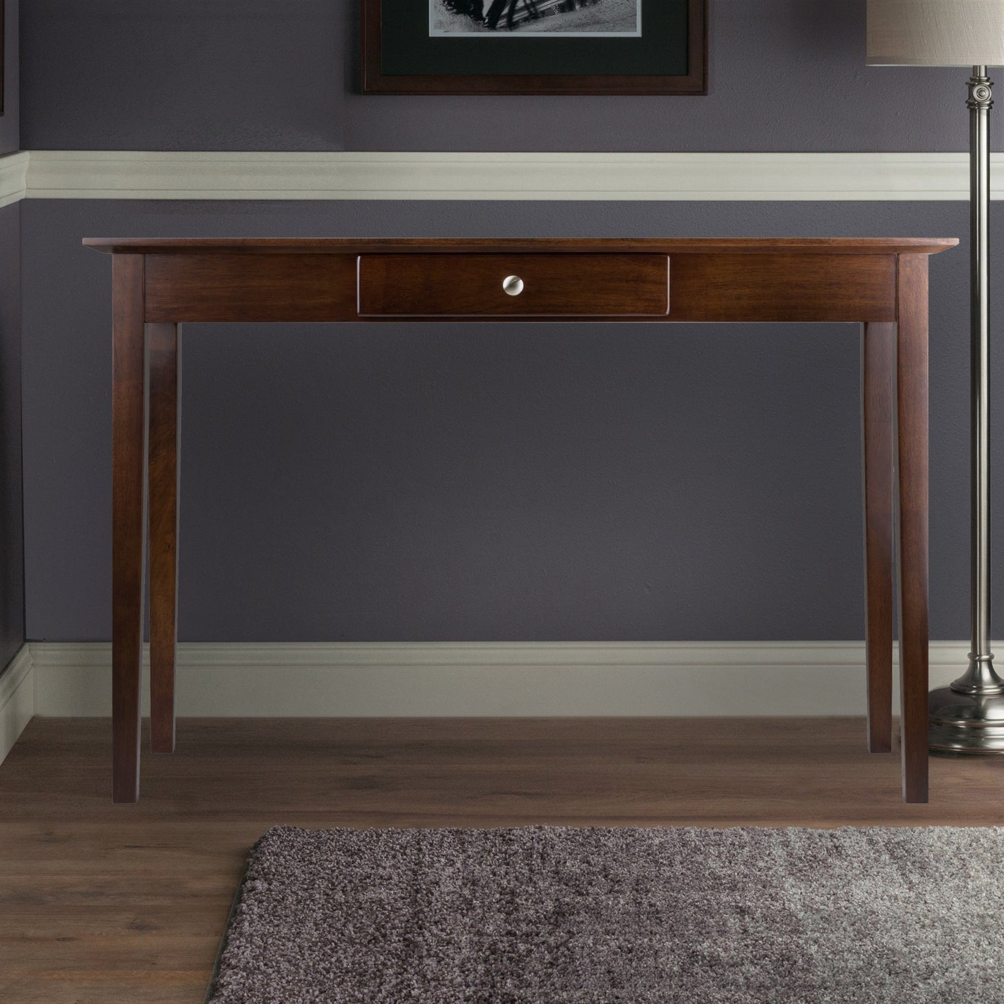 Winsome Rochester Console Table with Drawer, for Living Room, Hallway, Bedroom, 29", Antique Walnut