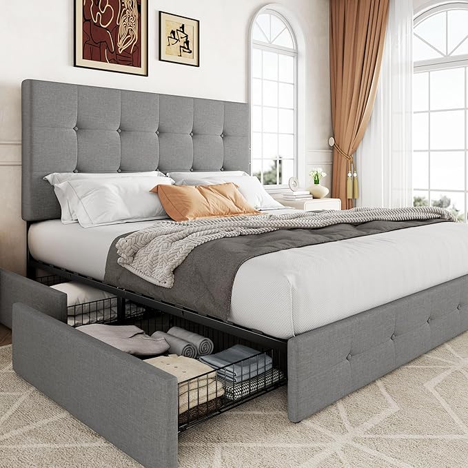 Allewie Upholstered Full Size Platform Bed Frame