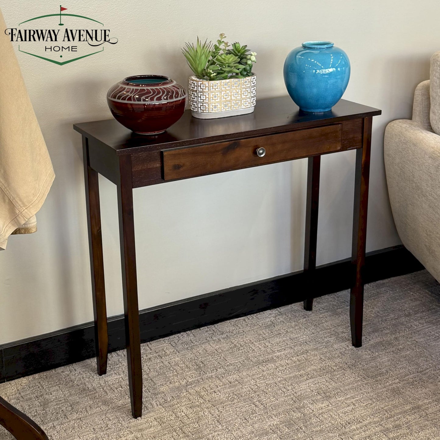 Fairway Avenue Home Solid Acacia Console Table w/Drawer