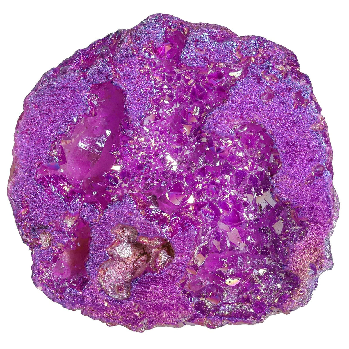 Rockcloud Extra Small Titanium Coated Crystal Geode Mineral Specimen Irregular Reiki Crystal Stone for Home Office Decoration, Purple