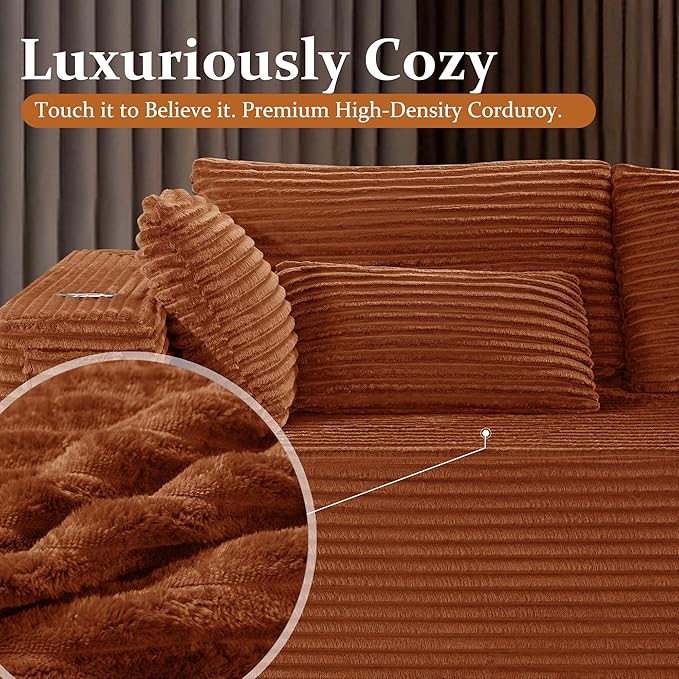 138" Cloud Sectional Couch, Comfort U Shaped Boneless Couch