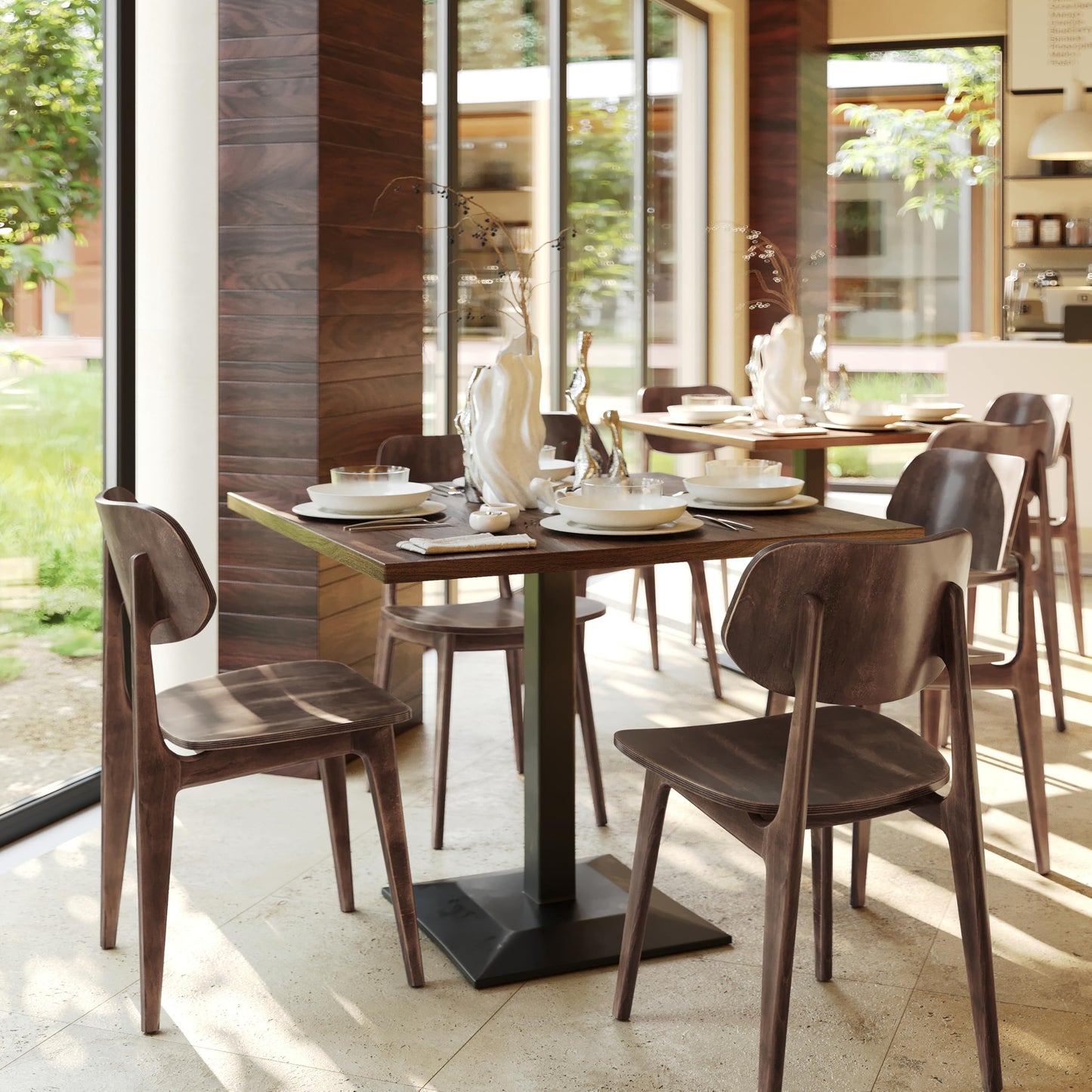 Flash Furniture Verona Solid Wood Dining Chair, Commercial Grade Restaurant Chair with Contoured Backrest, Solid Wood Frame, Antique Copper