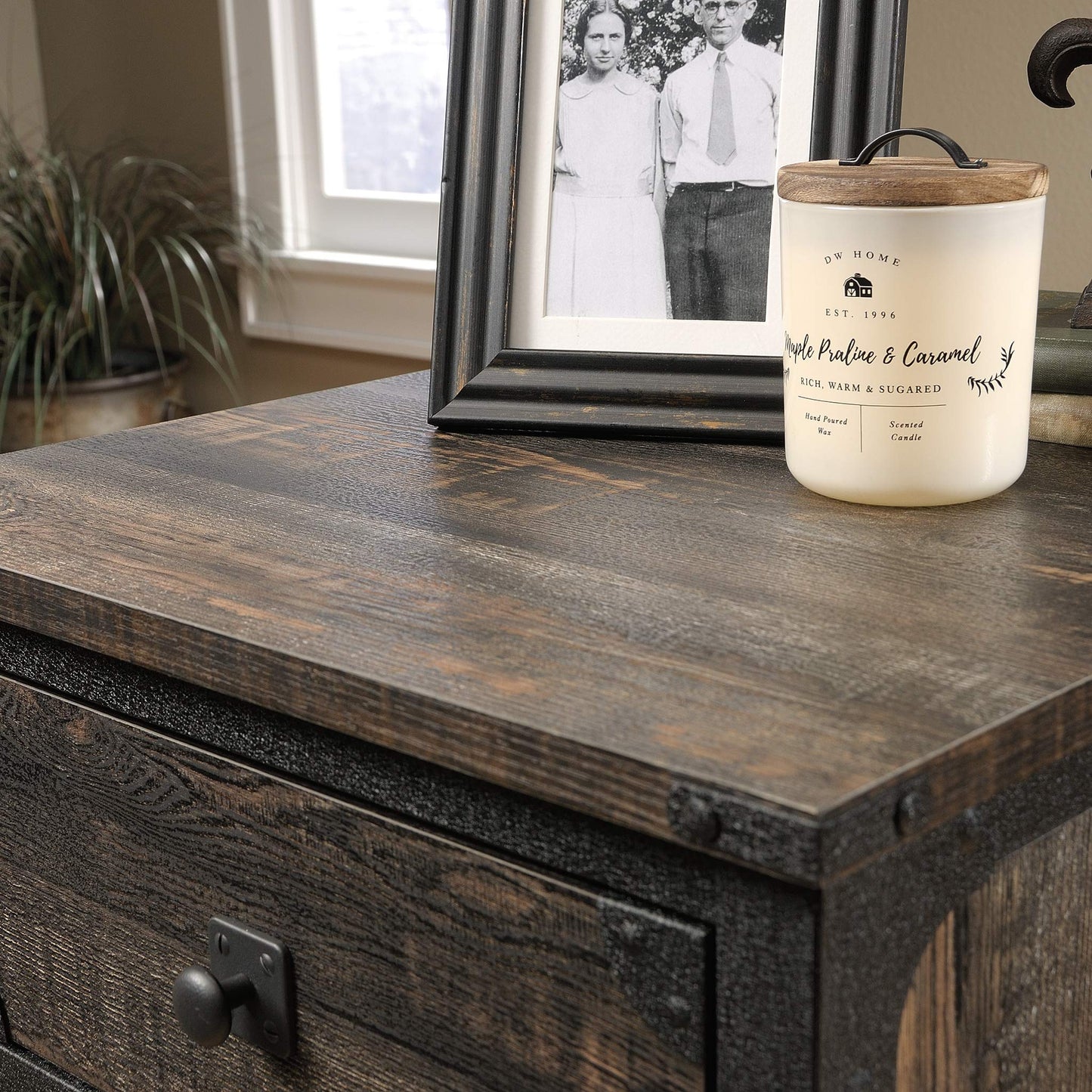 Sauder Steel River File Pedestal, L: 20.87" x W: 23.86" x H: 26.58", Carbon Oak Finish